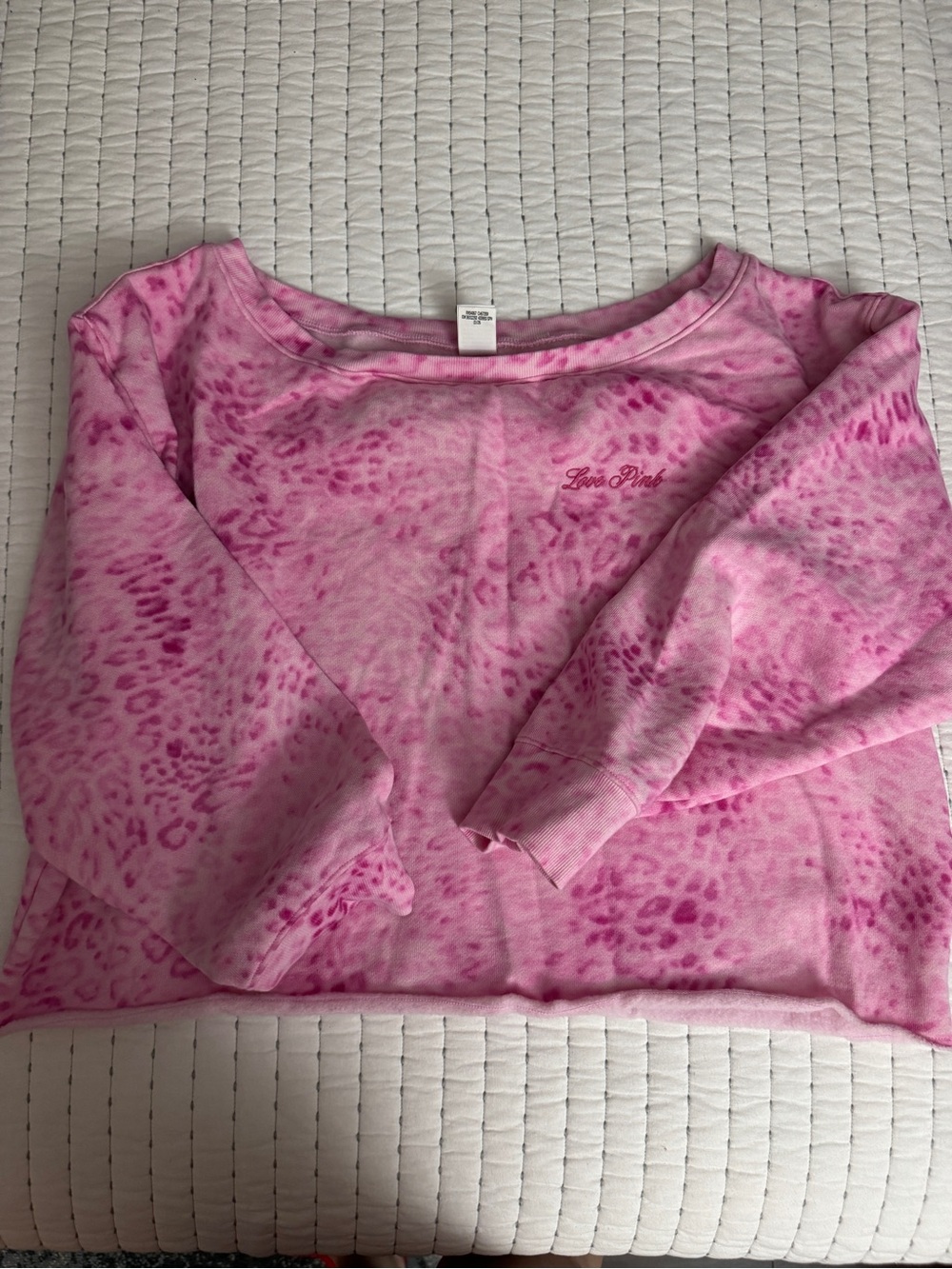 PINK Victoria's Secret Pink Leopard Tie-Dye off the shoulder Sweatshirt